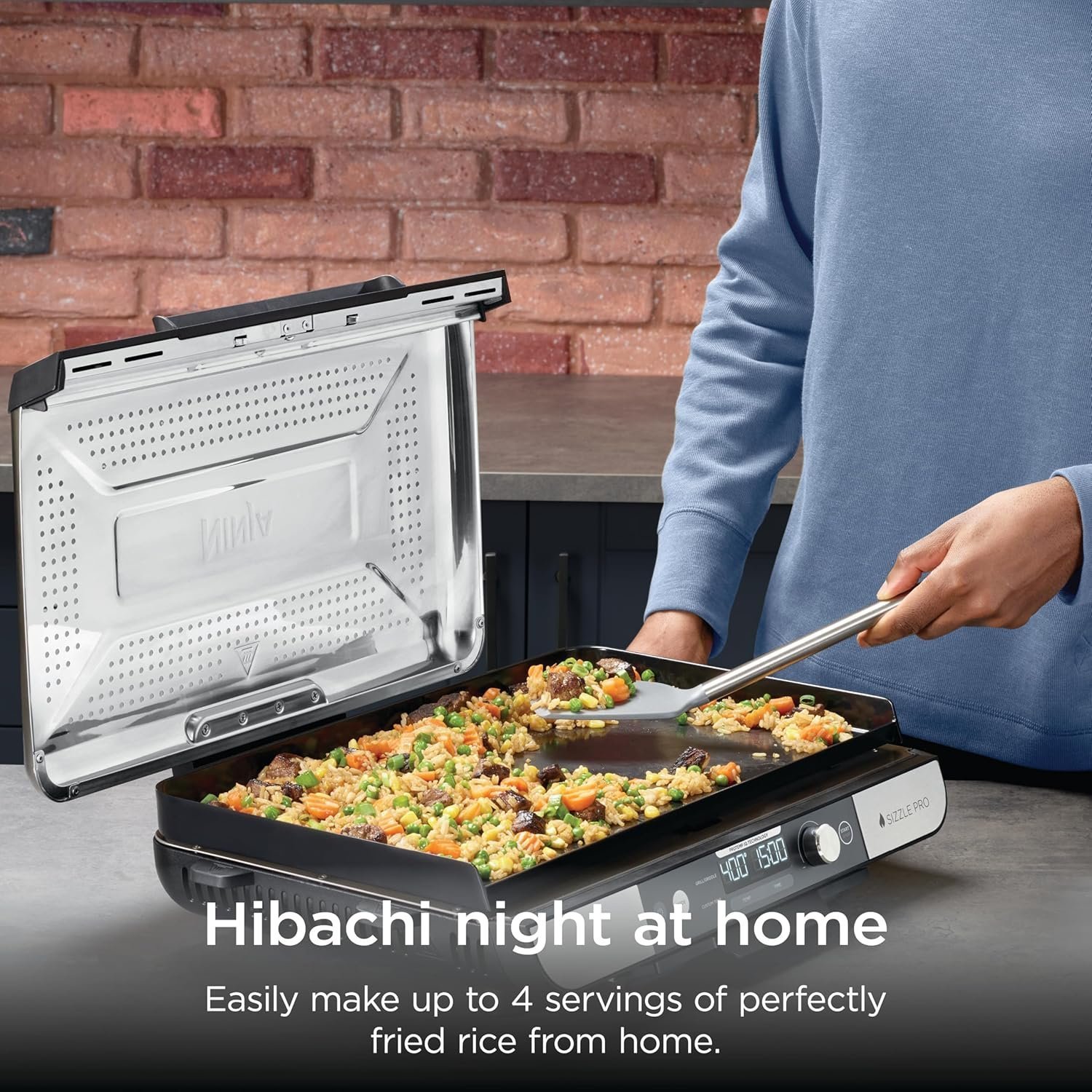 Ninja Sizzle Pro XL Indoor Grill & Flat Plate – Non-Stick Ceramic Plates, Detachable Lid, Grease Catch & Recipe Guide (Silver/Black GX101UK) – Bild 10